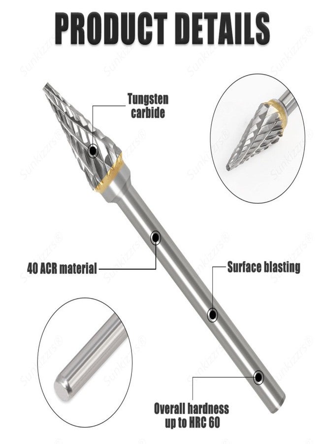 Sunkizzrs® 10-Pcs Tungsten Carbide Rotary Burr Set -Carbide Double Cut Carving Burr Bits with 1/8"(3mm) Shank -Rotary Tool Accessories for Woodworking, Engraving, Drilling, Steel Metal Working - Image 2